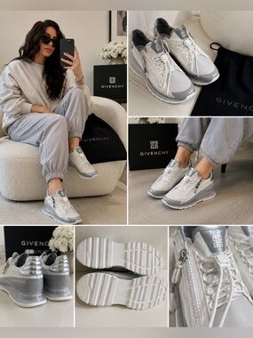 Givenchy Luxury Zip Sneakers White Gray Size 40 Designer Shoes new